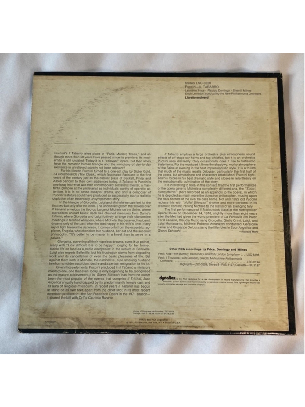 PUCCINI: “IL TABARRO” VINYL RECORD - Picture 2 of 8